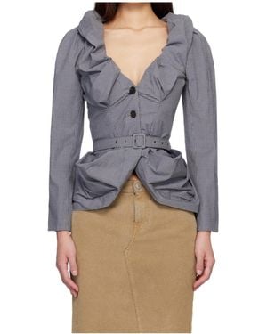 Vivienne Westwood Kendall Ruched Gingham Blazer - Gray