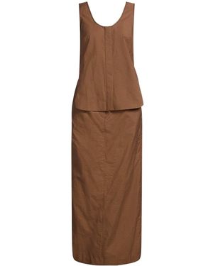 Brunello Cucinelli Maxi Dress Cotton, Polyamide, Brass - Brown