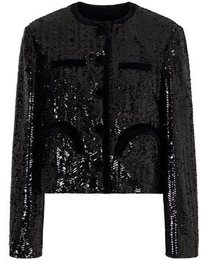 Blazé Milano Velvet-Trimmed Sequined Jacket - Black