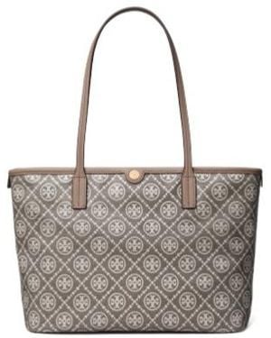 Tory Burch T Monogram Small Zip Tote Bag - Grey