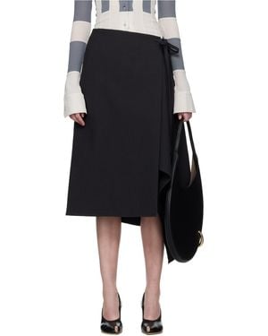 Tory Burch Cotton Wrap Midi Skirt - Black