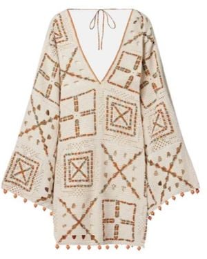 ALÉMAIS Marva Beaded Crochet Cotton Minidress - Natural
