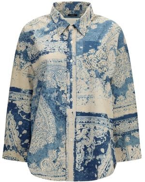 R13 Oversized Graphic Printed Shirt - Blue