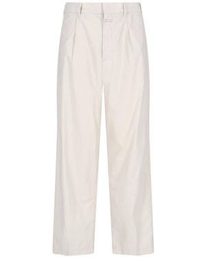 Closed Pleated Wide Leg Trousers - White
