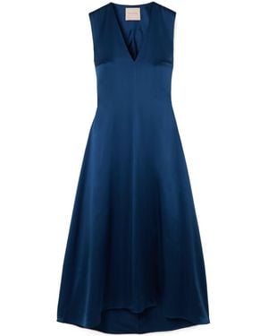 ROKSANDA Nuria Twisted Silk-Satin Midi Dress - Blue
