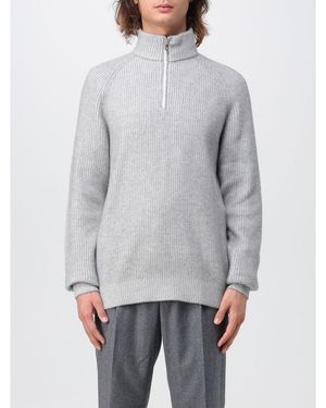 Brunello Cucinelli Half-Zip Ribbed Knitted Jumper - Grey