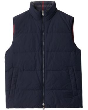 Burberry Reversible Check Nylon Puffer Gilet - Blue