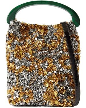 Dries Van Noten Embellished Satin-Crepe Shoulder Bag - Black