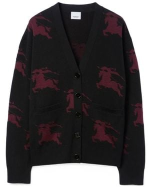Burberry Logo Jacquard Buttoned Cardigan - Black