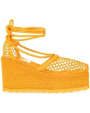 Bottega Veneta Net-Panel 90Mm Wedge Sandals - Metallic