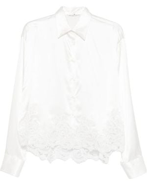 Ermanno Scervino Lace-Trim Satin Shirt - White