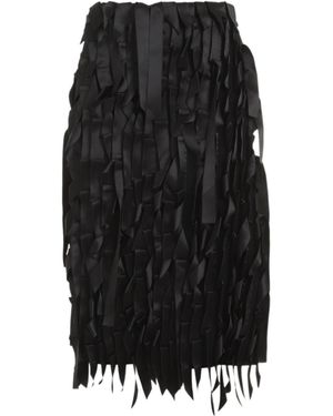 Prada Ribbon Embellished Asymmetric Hem Skirt - Black