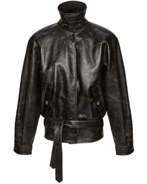 Magda Butrym Belted Leather Jacket - Black