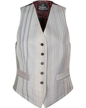 Vivienne Westwood Liberty Striped Single-Breasted Waistcoat - Grey