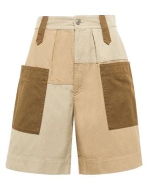 Isabel Marant Kalerna Cotton And Linen Colorblocked Shorts - Natural