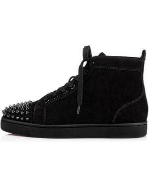 Christian Louboutin Lou Spikes Embellished High-Top Trainers - Black