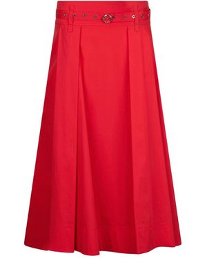 Liu Jo Poplin Midi Skirt - Red