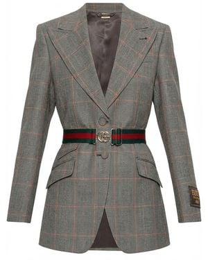 Gucci Checked Tailored Jacket - Grey