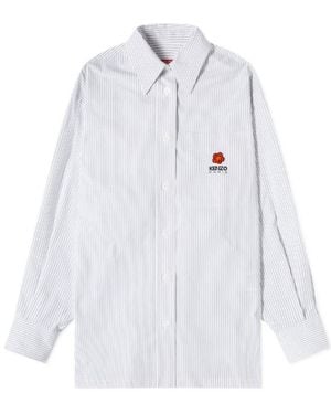 KENZO Logo Embroidered Buttoned Shirt - White