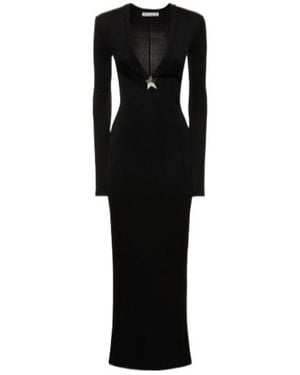 Area Star Studded V-Neck Dress - Black