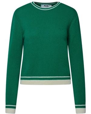 MSGM Round Neck Long-Sleeved Jumper - Green