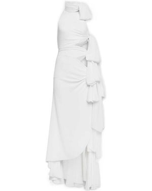 Alaïa Light Georgette Asymmetrical Bow Dress - White