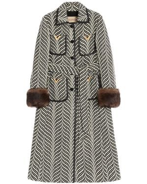 Valentino Printed Single-Breasted Coat - Gray