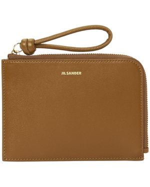 Jil Sander Zipper Card Holder - Brown
