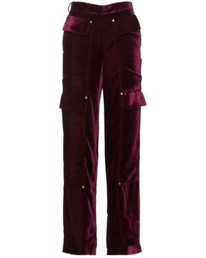Stella McCartney Velvet Wide Leg Cargo Trousers - Red