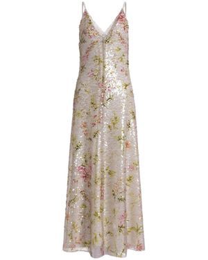 Alberta Ferretti V-Neck Dress - Natural