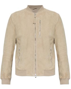 AllSaints Kemble Zip-Up Bomber Jacket - Natural