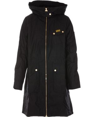 Barbour Monaco Zip-Up Hooded Wax Coat - Black