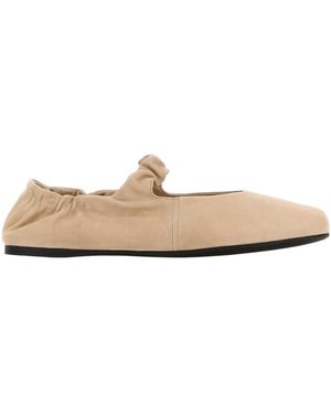 Miu Miu Logo-Detailed Ballet Flats - Natural