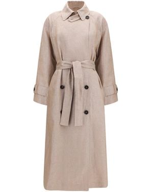 Brunello Cucinelli Long-Sleeved Trench Coat - Natural