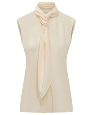 Alberta Ferretti Neck-Tie Sleeveless Shirt - Natural