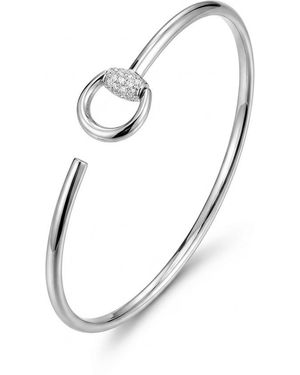 Gucci Horsebit Diamond 18K Bangle Bracelet - White