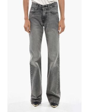 Haikure Boot-Cut Jeans With Logo Button - Gray