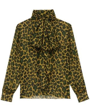 Saint Laurent Blouse With Lavallière Neckline - Green
