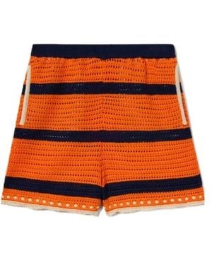 La DoubleJ Short En Crochet À Rayures - Orange