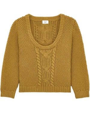 Saint Laurent Scoop-Neck Cable-Knit Jumper - Natural