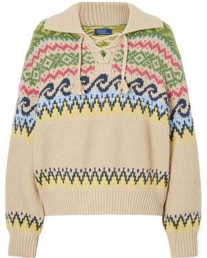 Polo Ralph Lauren Jacquard Knit Polo Collar Jumper - Metallic