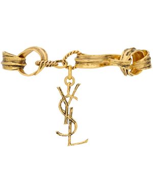 Saint Laurent Bracelet Chaîne Feuille En Métal - Metallic