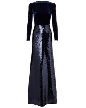 Monique Lhuillier Sequined Velvet Gown - Blue