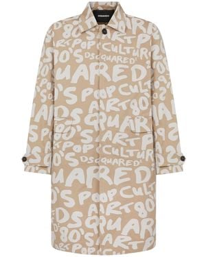 DSquared² Logo-Print Trench Coat - Natural
