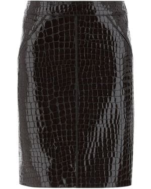 Tom Ford Embossed Mini Leather Skirt - Black