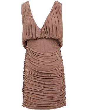 Saint Laurent Deep V Neckline Dress - Brown