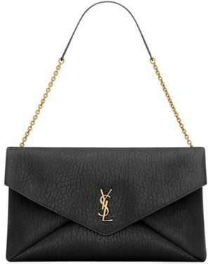 Saint Laurent Cassandre Xxl Envelope Pouch - Black