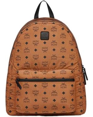 MCM Logo Printed Backpack - Brown