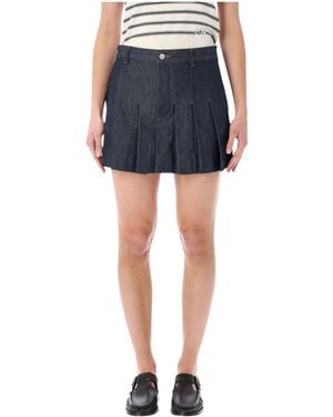 A.P.C. Pleated Denim Mini Skirt - Blue
