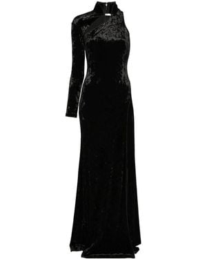 Versace Jeans Couture One-Sleeve Velvet Maxi Dress - Black